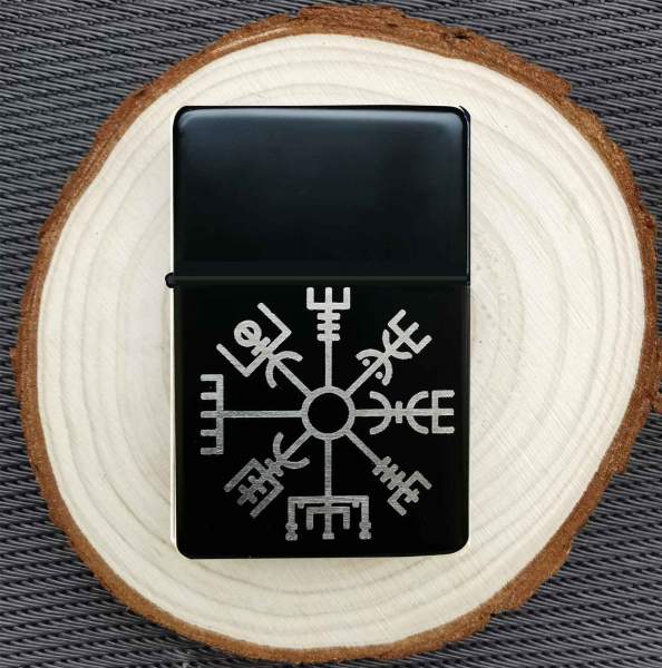 Wikinger Vegvisir Feuerzeug mit Gravur Runenkompass personalisiertes Geschenk