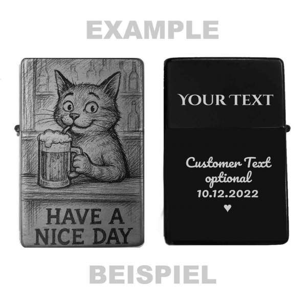 Feuerzeug Katze Cat Nice Day personalisierbar