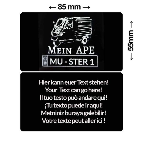 Ape Zubehör Visitenkarte personalisierbar