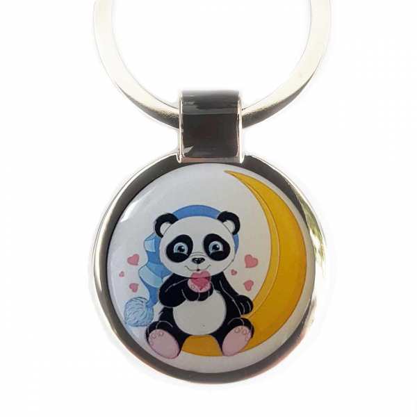 Pandabär ♥ Mond Schlüsselanhänger personalisiert mit Gravur