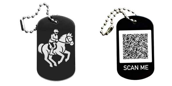 Reiten Schlüsselanhänger personalisierbar - Dogtag auch mit QR Code oder Foto