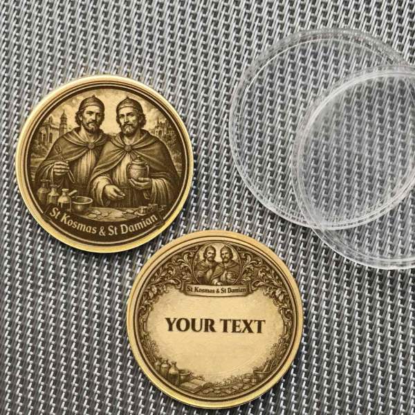Schutzpatron St. Kosmas & St. Damian Münze mit Gravur optional