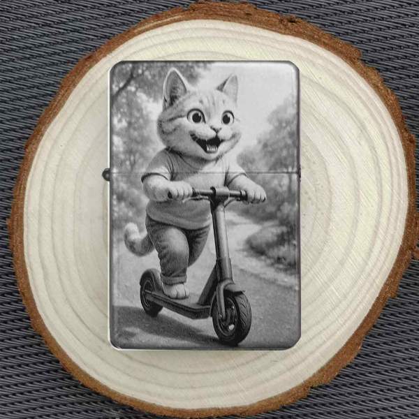 Feuerzeug E Scooter Roller-Katze – personalisierbar