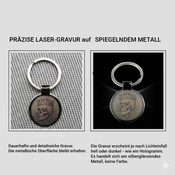 Schlüsselanhänger Totenkopf mit Krone | Skull König mit Gravur