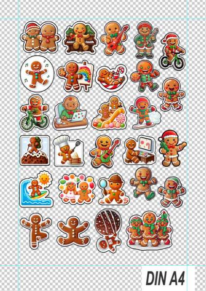 28 Weihnachtssticker Lebkuchen Männchen & Frauen - Lebkuchen Abenteuer Sticker