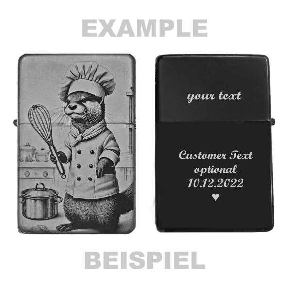Feuerzeug Otter als Koch – personalisierbar Fun Feuerzeug