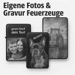 Feuerzeug mit eigener Gravur – Foto oder Text