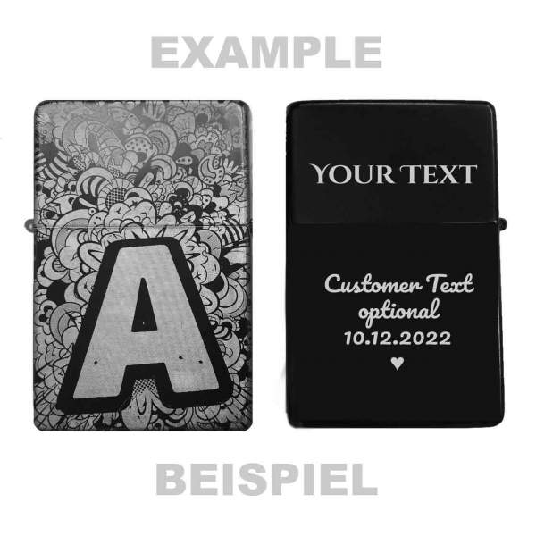 Feuerzeug mit Buchstabe A Gravur | optional personalisiert Monogramm