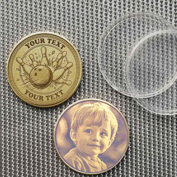 Personalisierte Bowling Münze & Glücksbringer | Gravur mit Name & Verein | Messing