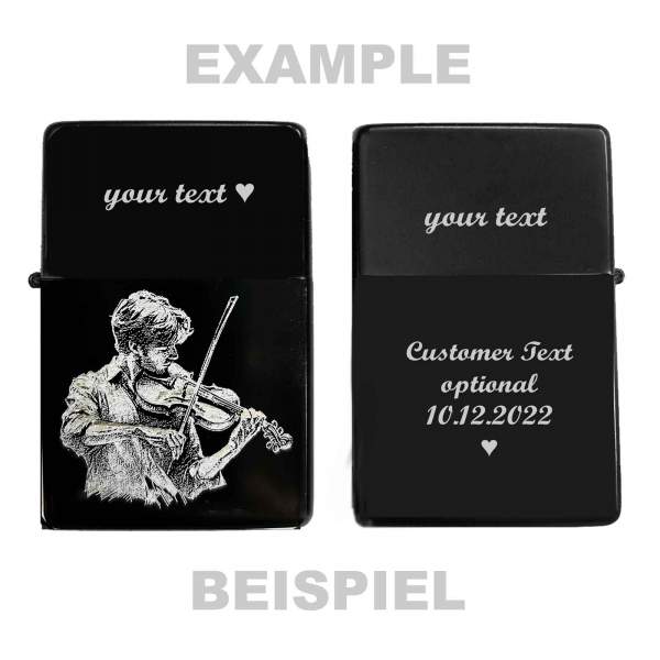 Geige Feuerzeug mit Gravur Geschenkidee für Violine Musiker