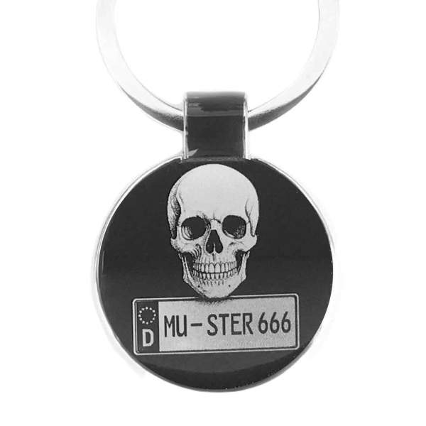 Skull mit deinem Kennzeichen und Gravur