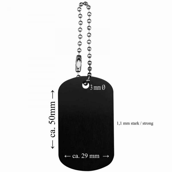 Motorrad Schwarzer Dogtag Schlüsselanhänger Alu mit Foto und Gravur