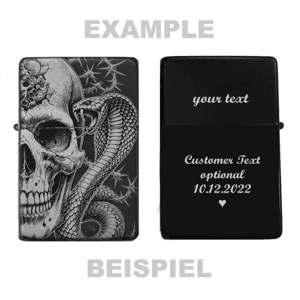 Feuerzeug Skull & Snake – personalisierbar Schlange Totenkopf